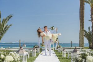 A beach wedding ceremony in Playa d'En Bossa Ibiza
